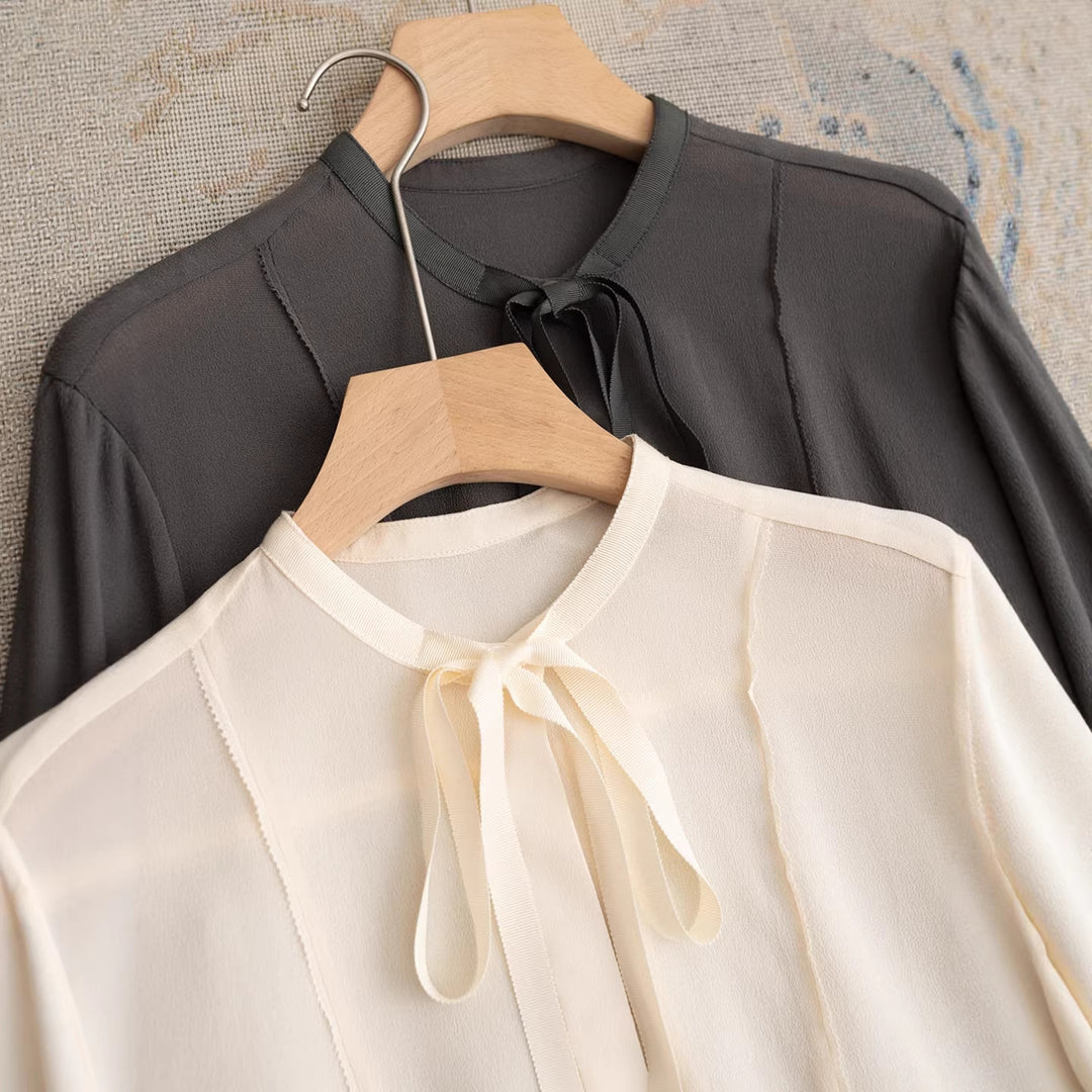 Damen Edle Bluse mit Schleifen-Detail Drune
