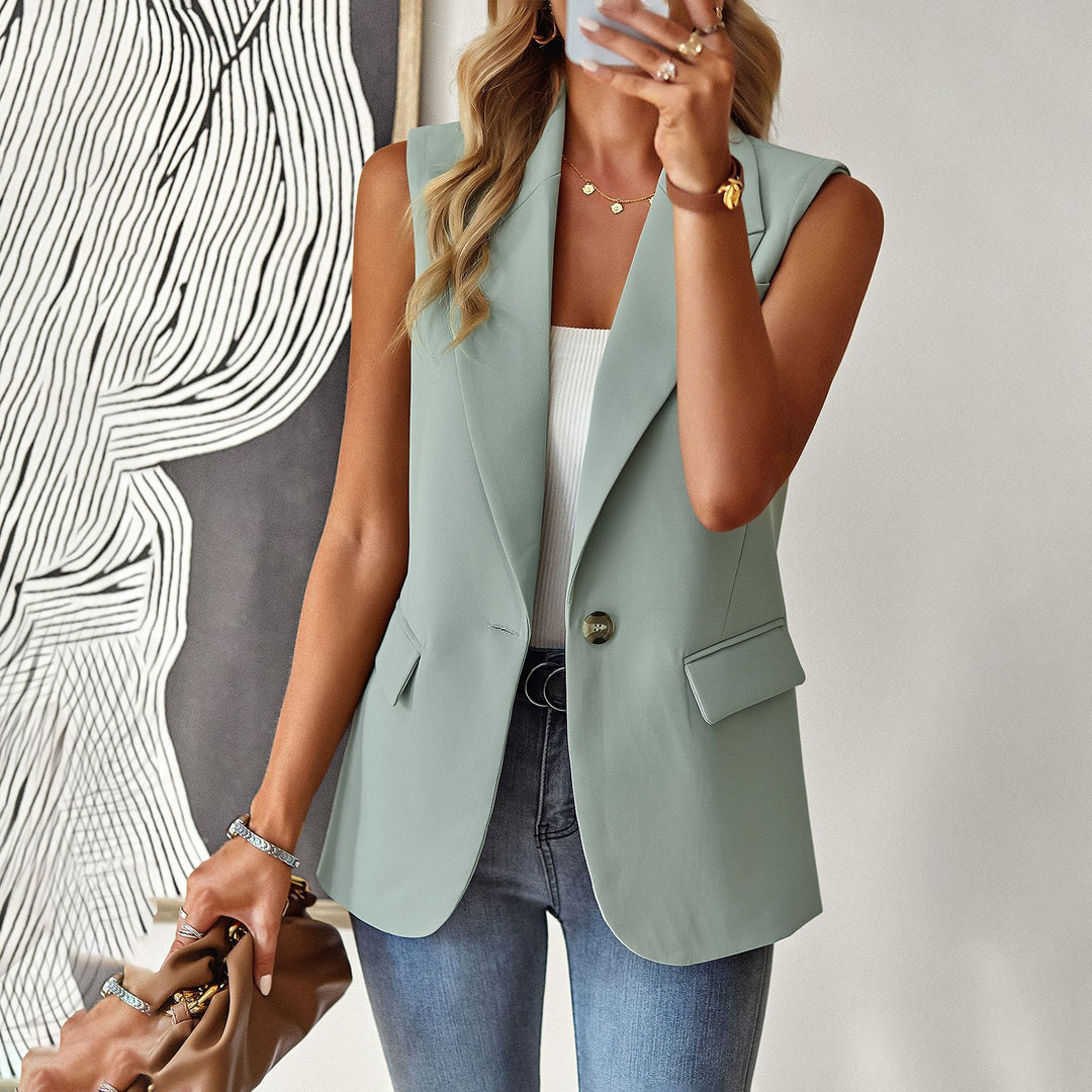 Damen ärmelloses Blazer-Oberteil mit taillierter Silhouette Drune