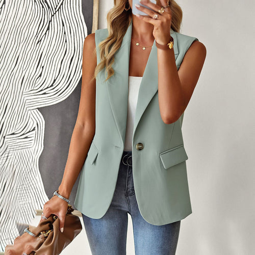 Damen ärmelloses Blazer-Oberteil mit taillierter Silhouette Drune