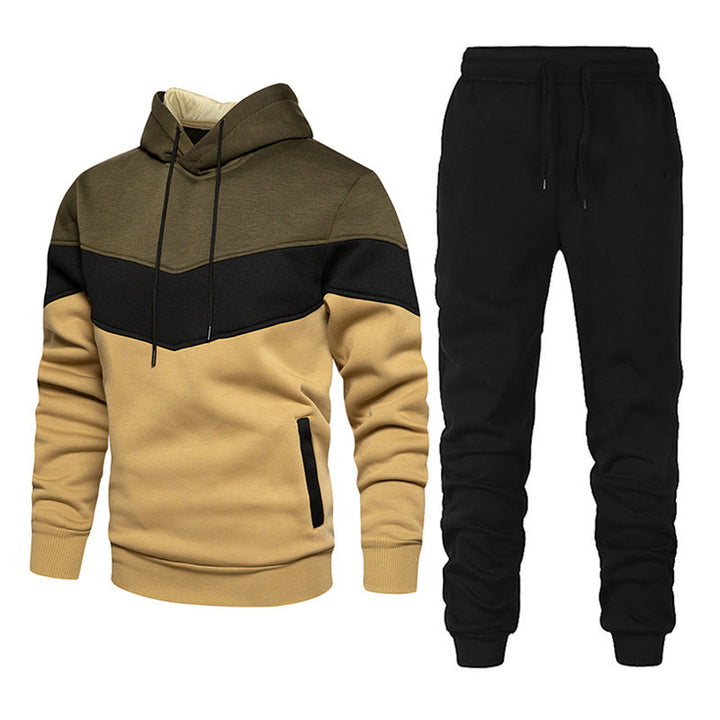 Herren nan athleisure-Set mit Chevron-Kapuze, fleecegefüttertem Pullover und schmal zulaufender Jogginghose Drune
