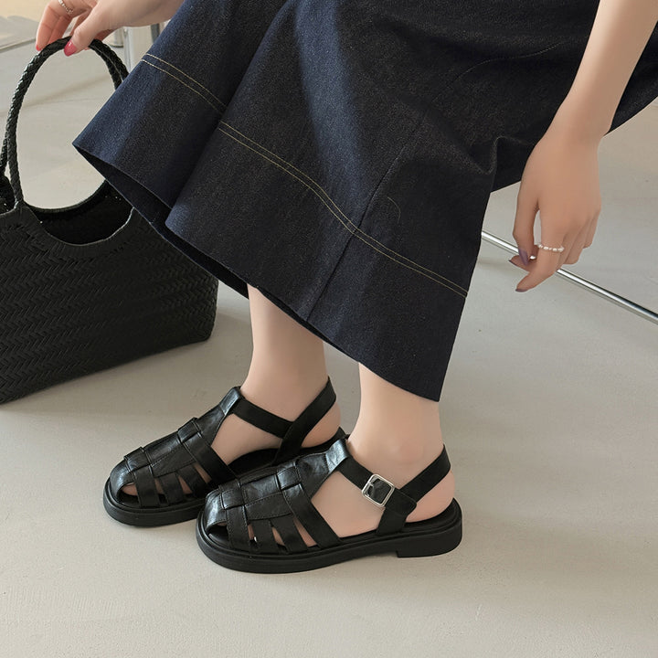 Damen Woven Leather Slingback Sandalen Drune