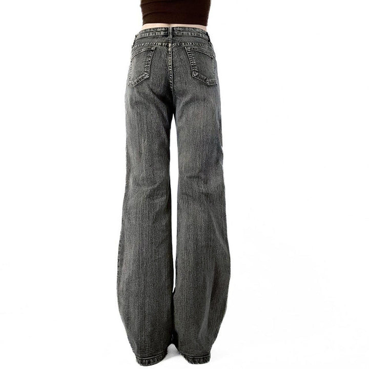 Damen Flared Jeans mit floralem Stickdesign Drune