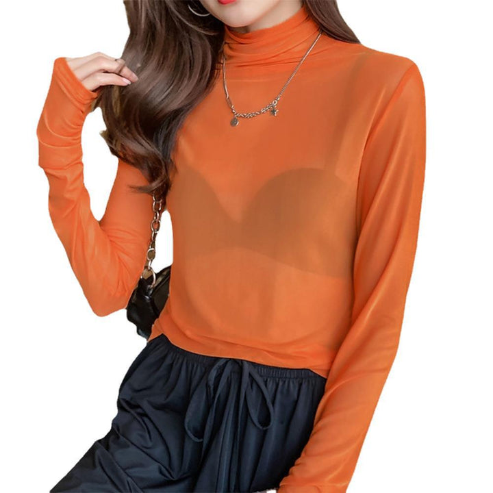 Damen Durchsichtiger Turtleneck-Pullover Drune