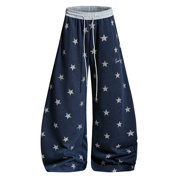 Damen Weite Lounge-Hose mit Sternenprint und elastischem Tunnelzug Drune
