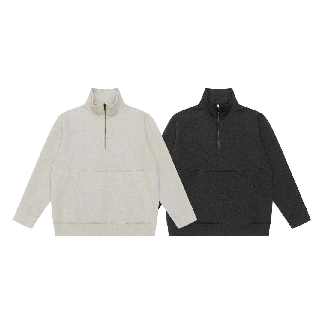 Unisex Halbzip-Sweatshirt mit hohem Stehkragen, Kängurutasche und Boxy-Schnitt Drune