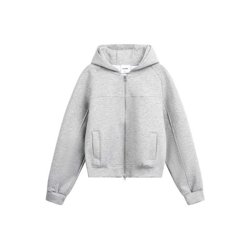 Unisex Kapuzen-Sweatjacke mit Zwei-Wege-Reißverschluss und Boxy-Schnitt Drune