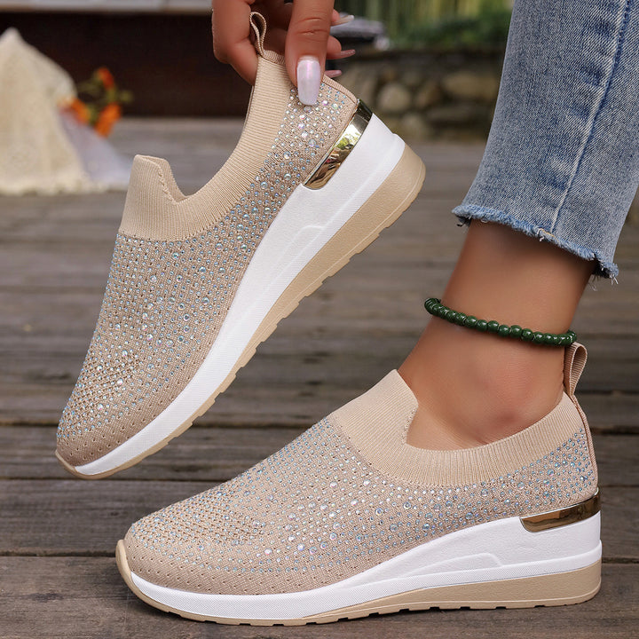 Damen Glitzernde Slip-On Sneakers mit ergonomischer Dämpfung und schockabsorbierender Sohle Drune