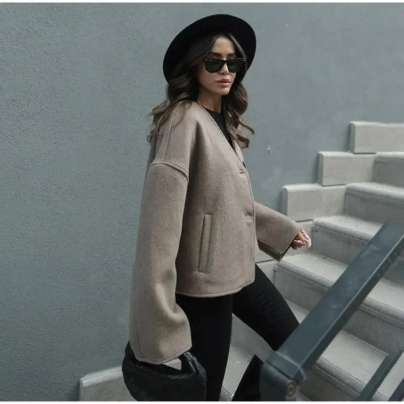 Damen Oversized Wolle-Blazer Drune