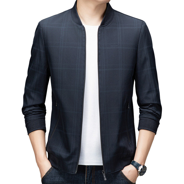 Herren Modische Bomberjacke mit Karomuster Drune