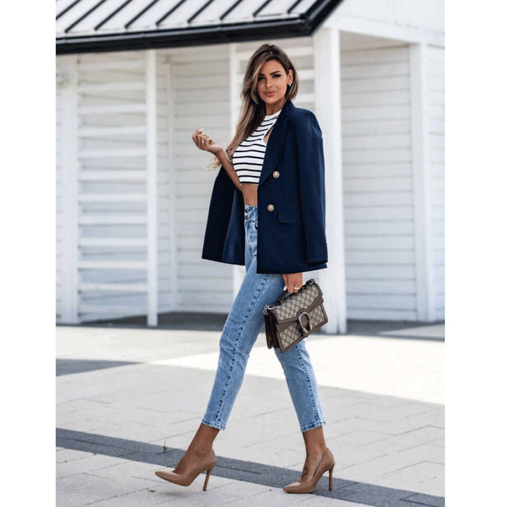 Damen Eleganter Blazer im modernen Schnitt mit doppelter Knopfleiste Drune