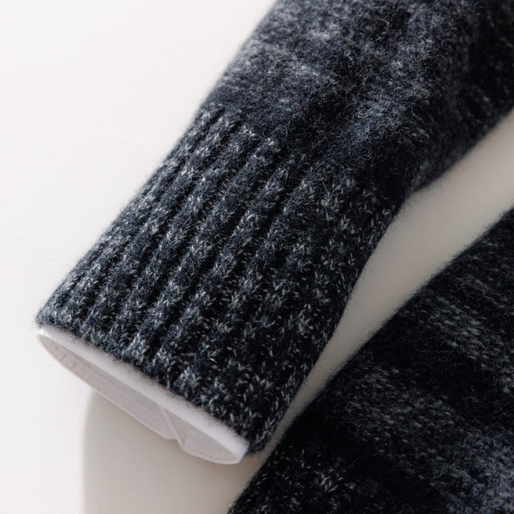 Herren Lässiger Zip‑Mockneckpullover aus Wollmix mit angerauter Mohair‑Optik und Stehkragen Drune