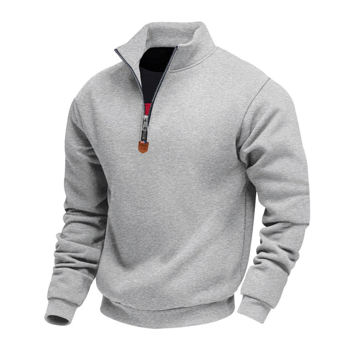 Herren sportlicher Pullover mit halbem Reißverschluss und modischem Stehkragen Drune
