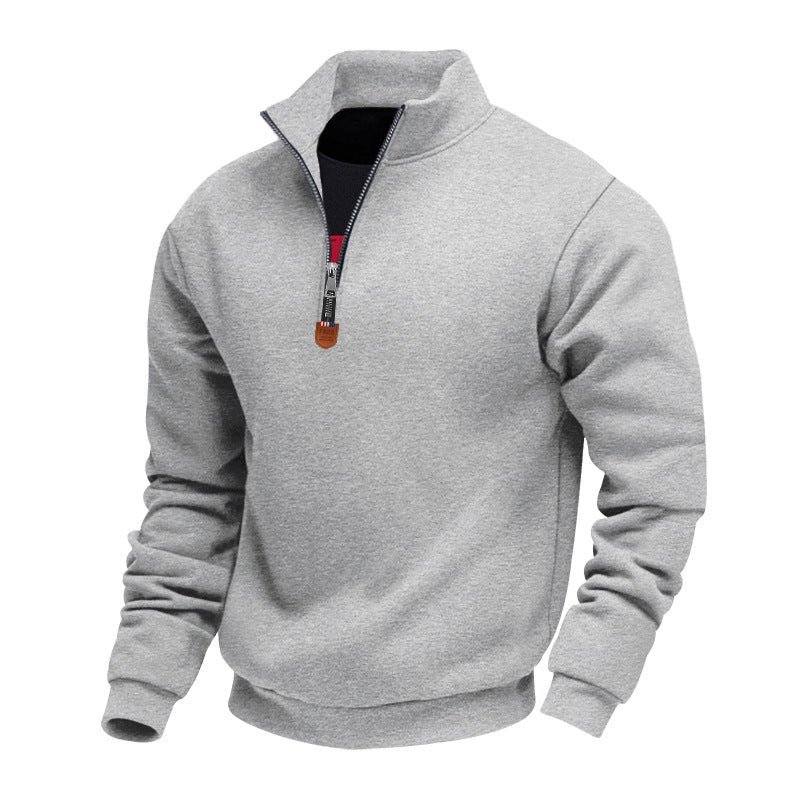 Herren sportlicher Pullover mit halbem Reißverschluss und modischem Stehkragen Drune