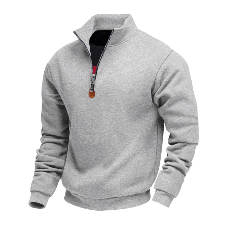 Herren sportlicher Pullover mit halbem Reißverschluss und modischem Stehkragen Drune