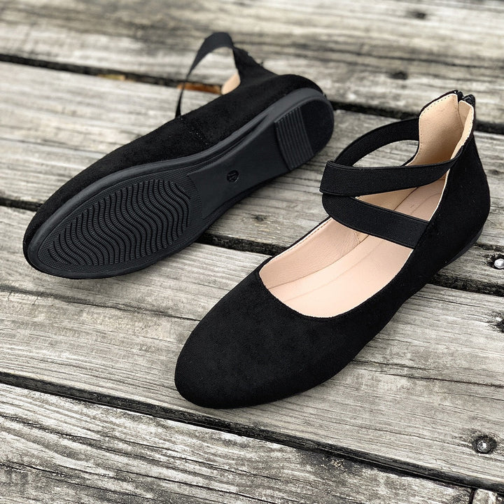 Damen Ballerinas mit elastischen Kreuzgurten Drune