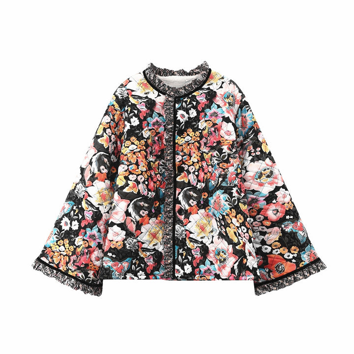 Damen gesteppte Blumenjacke mit luxuriösem Innenfutter Drune
