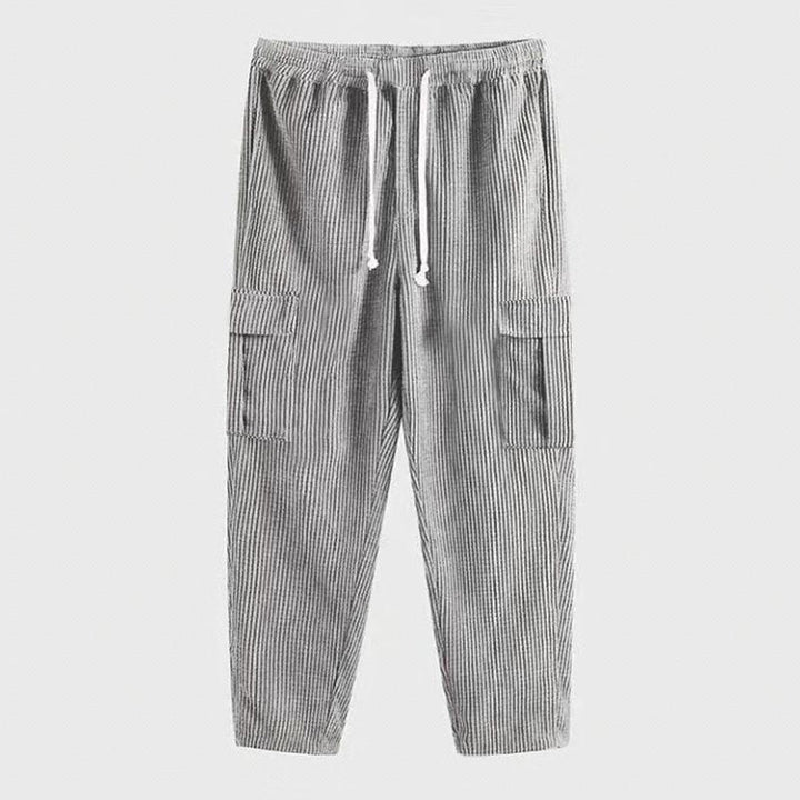 Herren nan Cord-Cargo-Jogginghose mit elastischem Komfortbund, Kordelzug und aufgesetzten Cargotaschen Drune