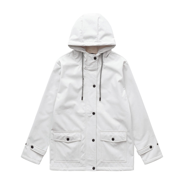 Damen nan wasserabweisender Parka mit Kapuze, fleecegefütterter Innenseite und großen Pattentaschen Drune