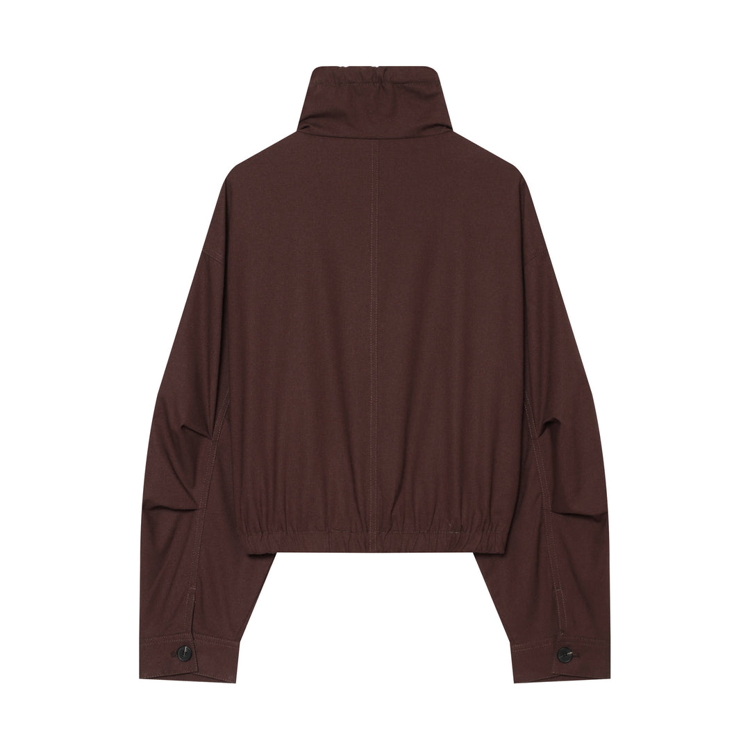 Damen Cropped Utility‑Blouson mit hohem Stehkragen, Tunnelzugbund und Pattentaschen Drune