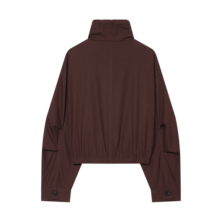 Damen Cropped Utility‑Blouson mit hohem Stehkragen, Tunnelzugbund und Pattentaschen Drune