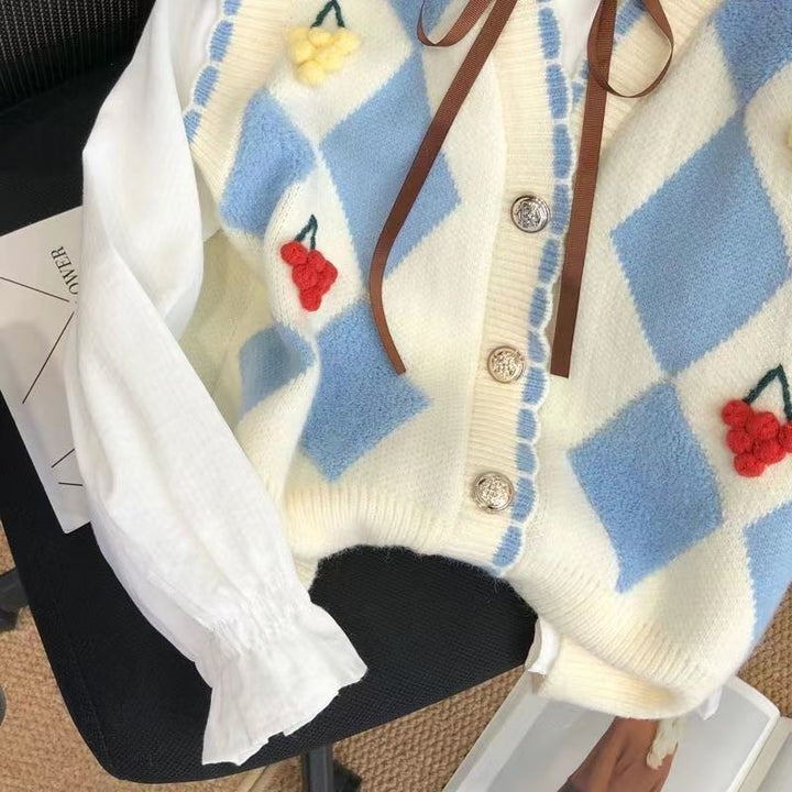 Damen Strickweste mit bunten Applikationen Drune