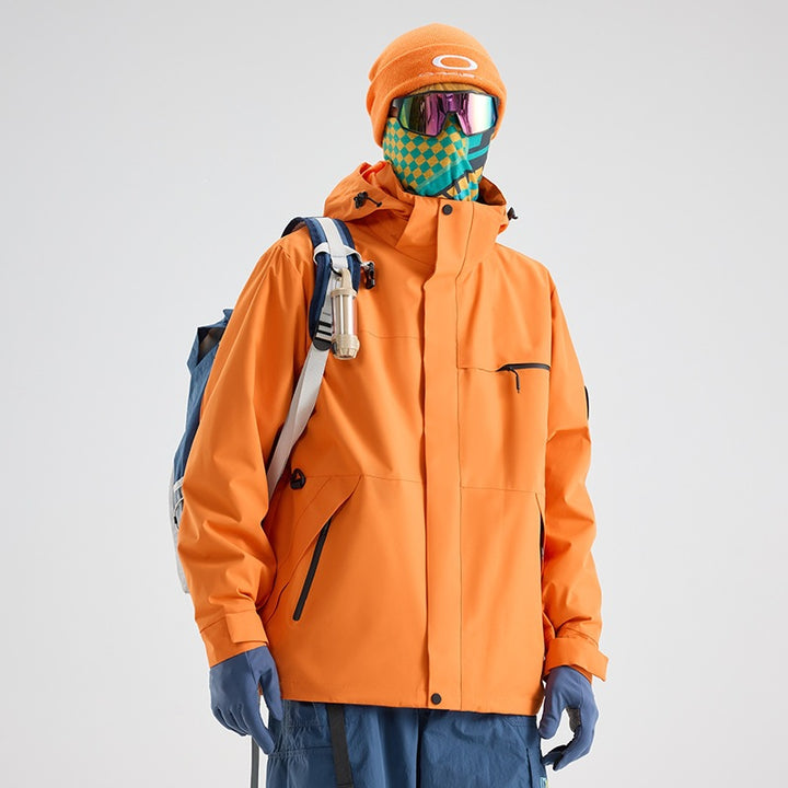 Herren Wasserdichte Outdoor-Softshelljacke mit Kapuze, hohem Stehkragen & Reißverschlusstaschen Drune