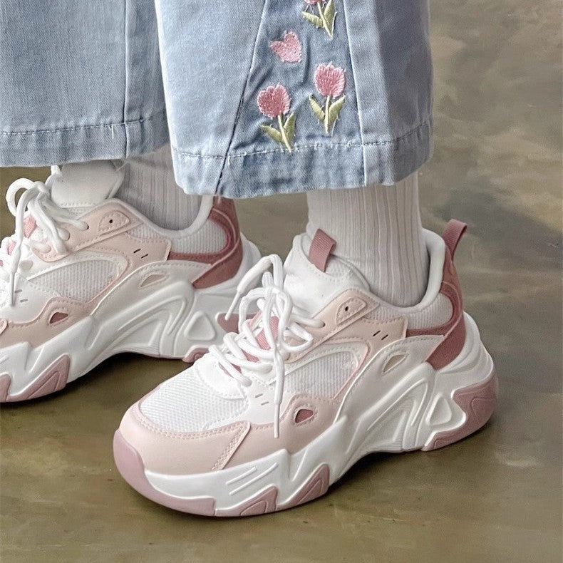 Damen Sportliche Chunky Sneaker mit atmungsaktivem Mesh und bequemer Dämpfung Drune