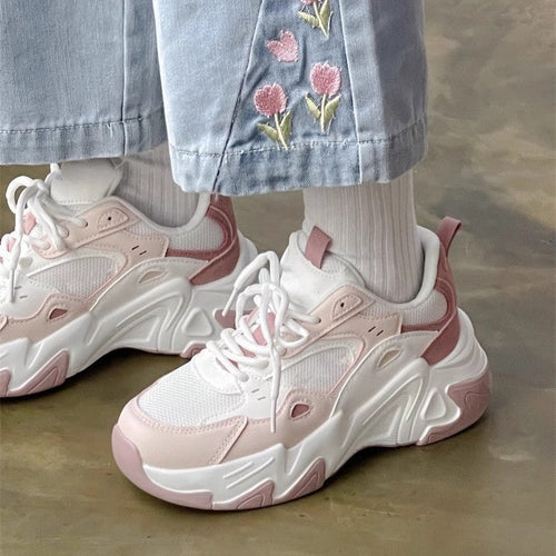 Damen Sportliche Chunky Sneaker mit atmungsaktivem Mesh und bequemer Dämpfung Drune