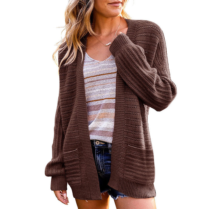 Damen Strickjacke mit tiefem V-Ausschnitt und strukturiertem Design Drune