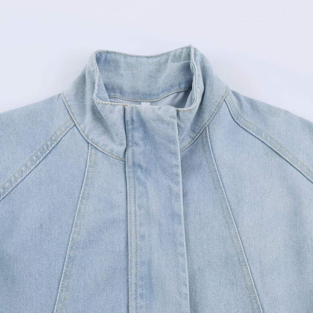 Damen Kurzjacke aus leichter Denim‑Qualität mit Raglanärmeln und verdeckter Verschlussleiste Drune