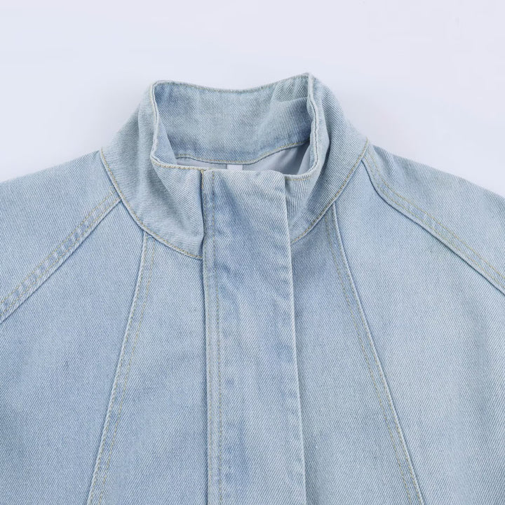 Damen Kurzjacke aus leichter Denim‑Qualität mit Raglanärmeln und verdeckter Verschlussleiste Drune