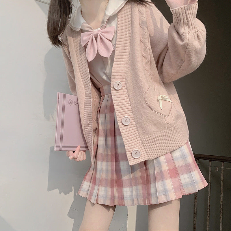 Damen Strickjacke mit Herzapplikationen Drune
