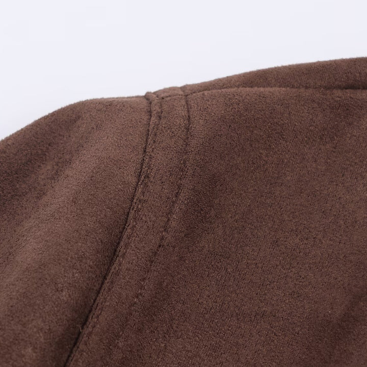 Damen elegante Suede Blazerjacke mit Taillengürtel Drune