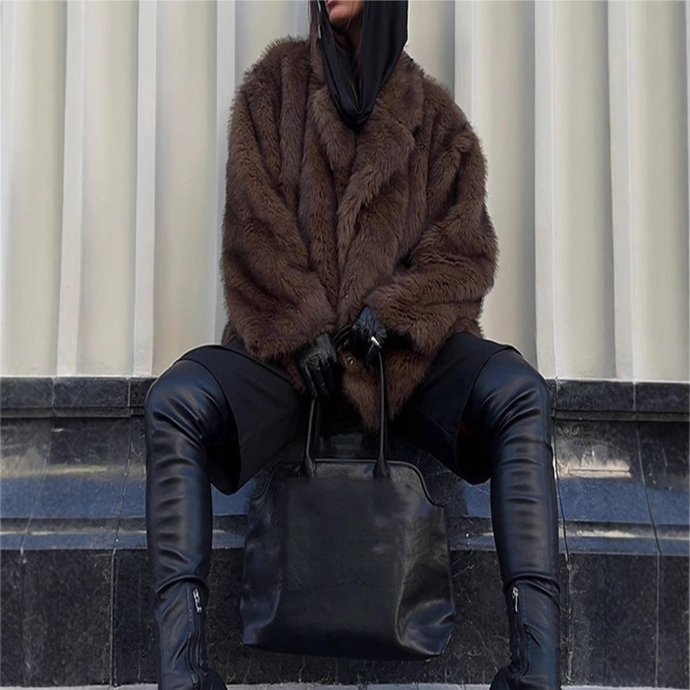 Damen Kunstfelljacke im oversized Design mit lässigem Schnitt Drune