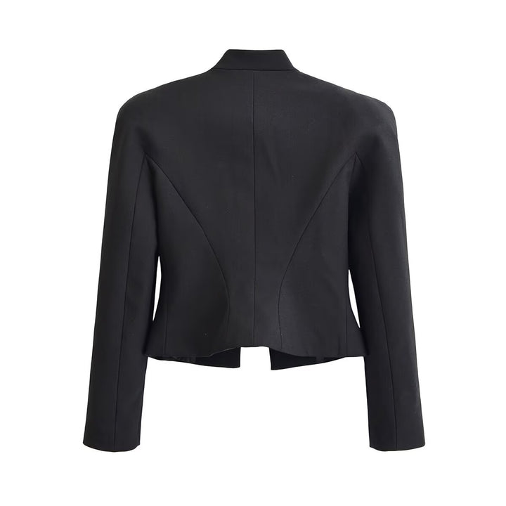 Damen Kastenfreie Militär-Jacke im Cropped‑Schnitt mit Stehkragen und Zierkordel-Detail Drune