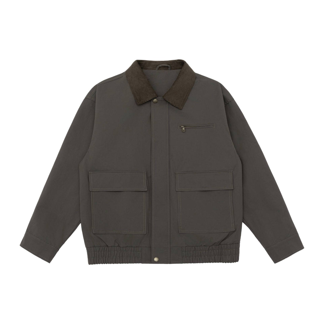 Herren Oversize Workwear-Jacke mit Kordkragen und großen Pattentaschen Drune