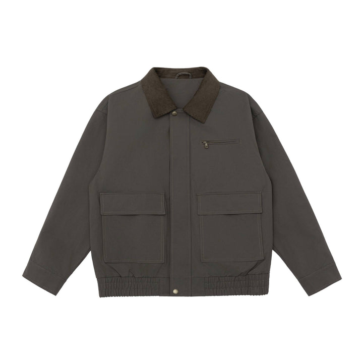 Herren Oversize Workwear-Jacke mit Kordkragen und großen Pattentaschen Drune
