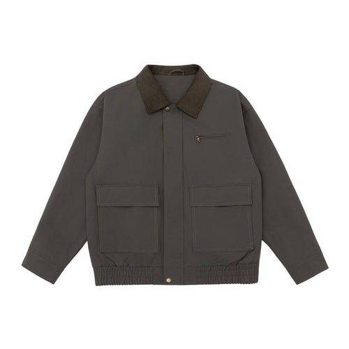 Herren Oversize Workwear-Jacke mit Kordkragen und großen Pattentaschen Drune