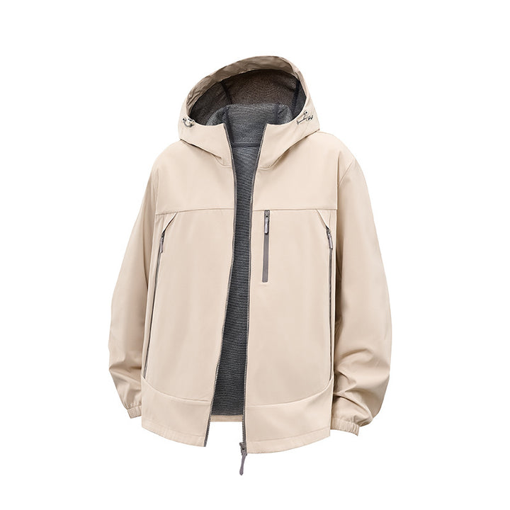 Herren Technische Softshell‑Hybridjacke mit Fleece‑Innenfutter und verstellbarer Kapuze Drune
