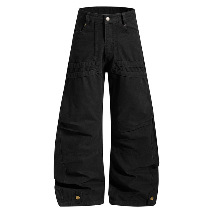 Damen Weite High‑Waist Cargo‑Hose mit verstärkten Kniepaneelen und verstellbarem Saum Drune
