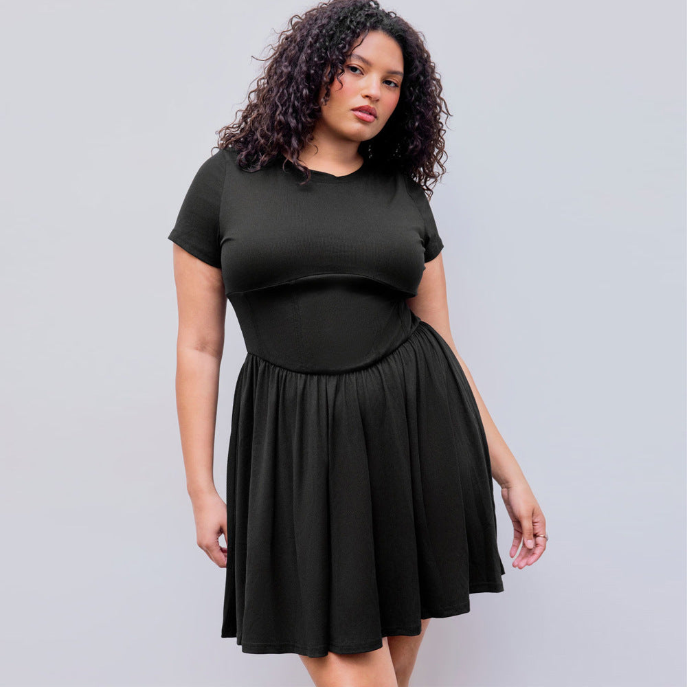 Damen elegantes A-Linien Kleid mit schwingendem Rock und modischem Schnitt Drune