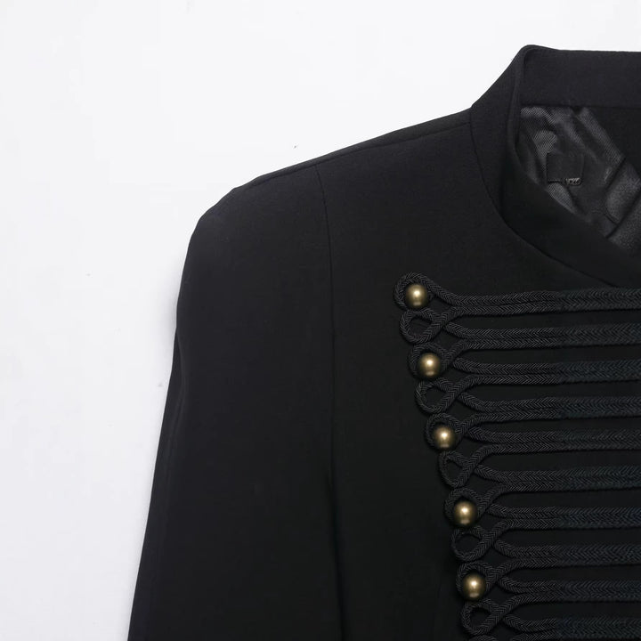 Damen Militärisch inspirierte Kurzjacke mit Stehkragen und Zierkordeln Drune