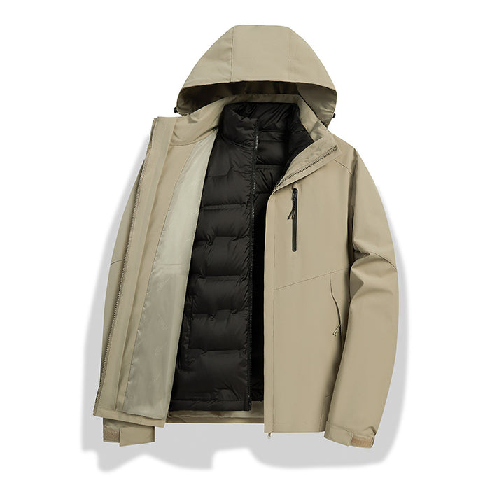 Damen 2-in-1 wasserdichte Winterjacke mit abnehmbarer Daunen-Innenweste Drune