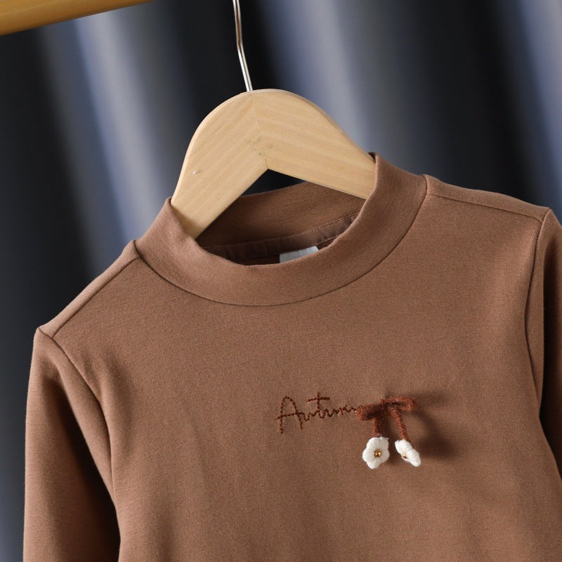 Mädchen Langarmshirt mit elegantem Stehkragen und filigraner Bestickung Drune