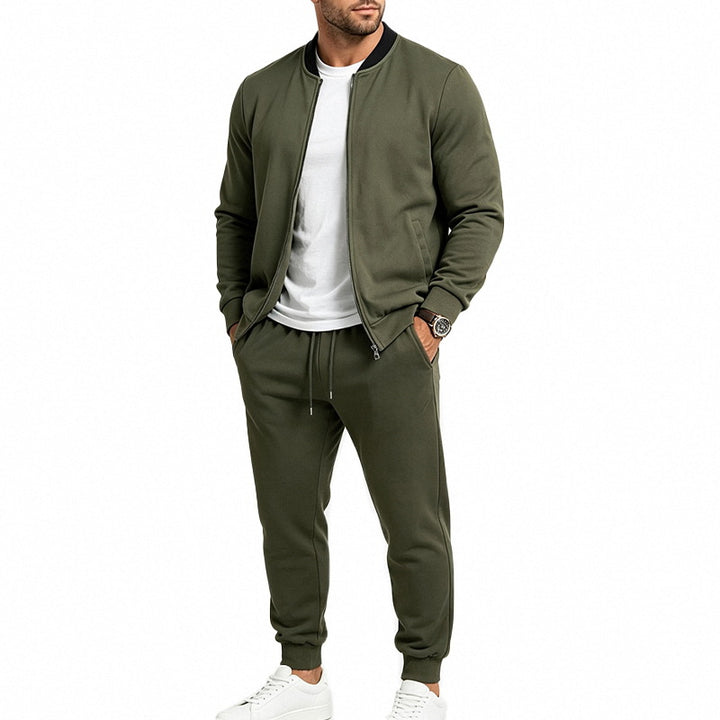 Herren nan sportives zweiteiliges Jogginganzug-Set mit Bomberjacke und konisch zulaufender Jogginghose Drune