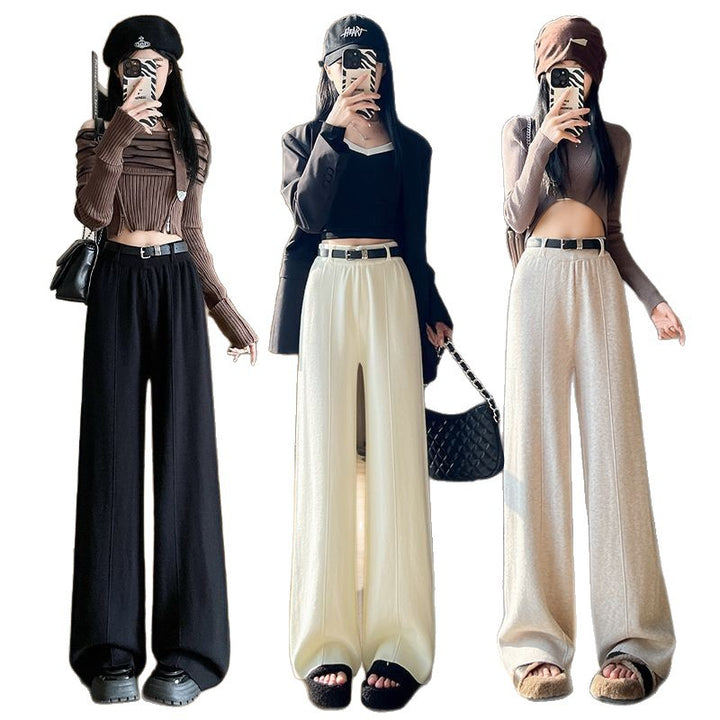 Damen Weite Pantalons mit hohem Bund und seidigem Finish Drune