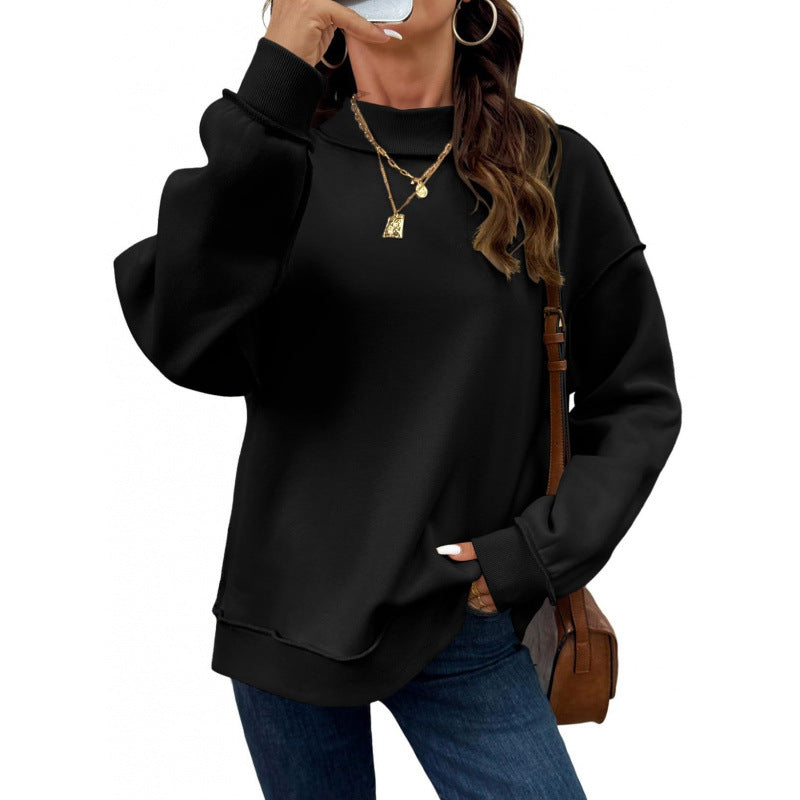 Damen Oversize-Sweatshirt mit Stehkragen, Raglanärmeln und Rippbündchen Drune
