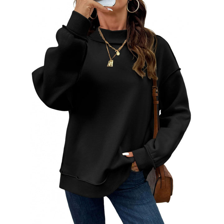Damen Oversize-Sweatshirt mit Stehkragen, Raglanärmeln und Rippbündchen Drune
