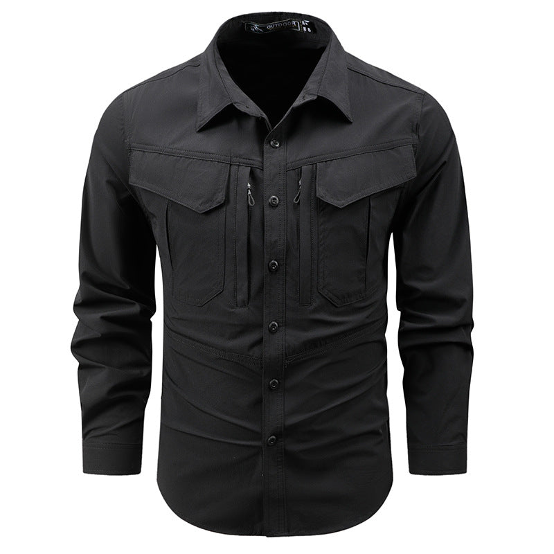 Herren Multifunktionales Outdoor-Hemd mit Brusttaschen Drune