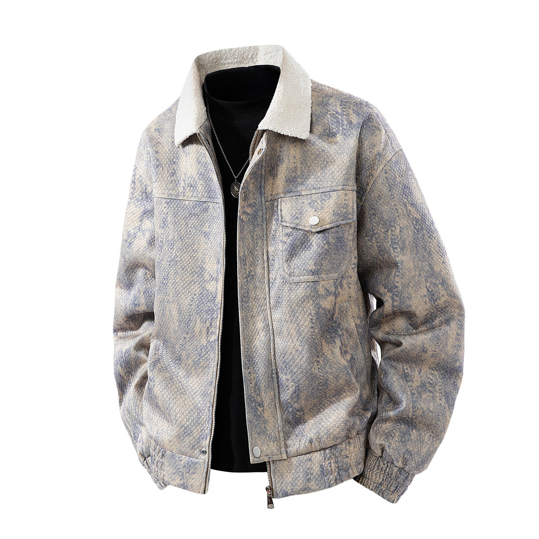 Herren Kunstlederjacke mit Steppdetails Drune